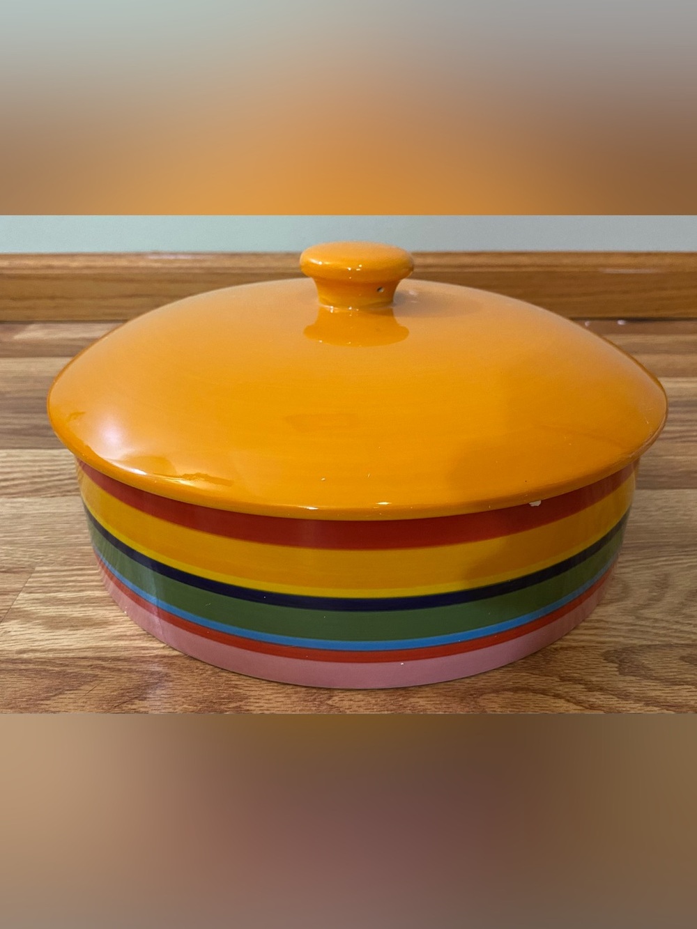 Kohl's Multicolor Ceramic Tortilla Warmer with Orange Lid - Picture 10 of 12